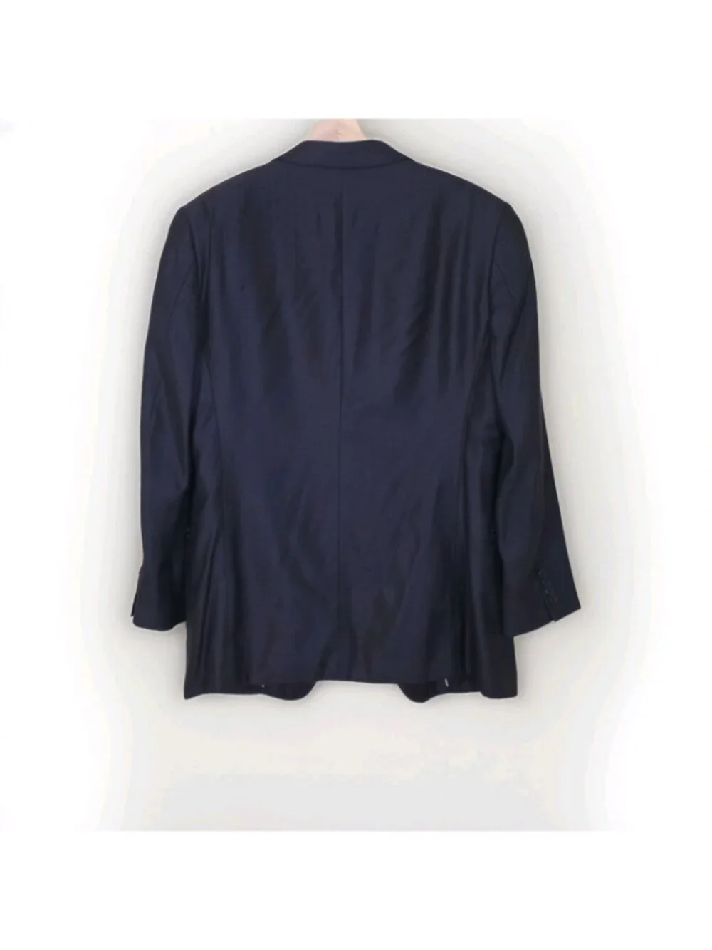 Armani Collezioni Slim Wool Silk Blazer US 42R Navy Blue Textured 1B Designer